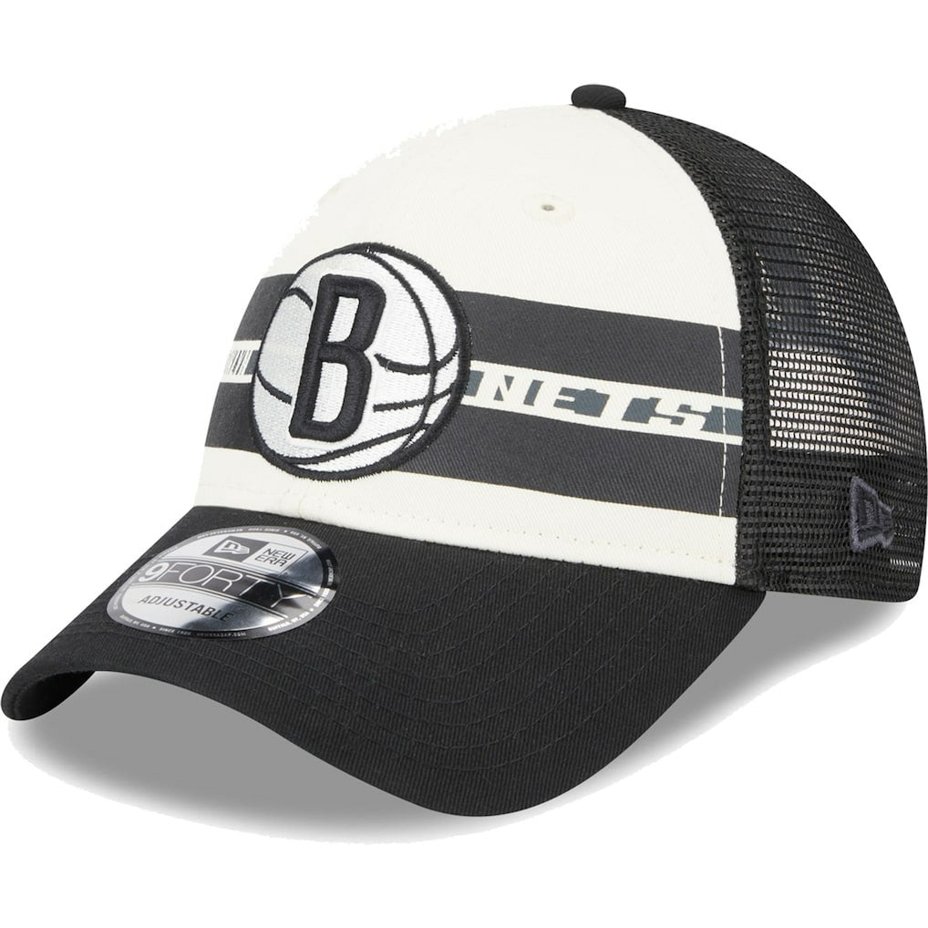 New Era - Brooklyn Nets Stripes 9FORTY Trucker Snapback Hat - Black