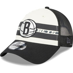 New Era - Brooklyn Nets Stripes 9FORTY Trucker Snapback Hat - Black