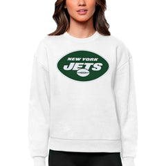 New York Jets Antigua Women's Victory Logo Pullover Sweatshirt White - NFL