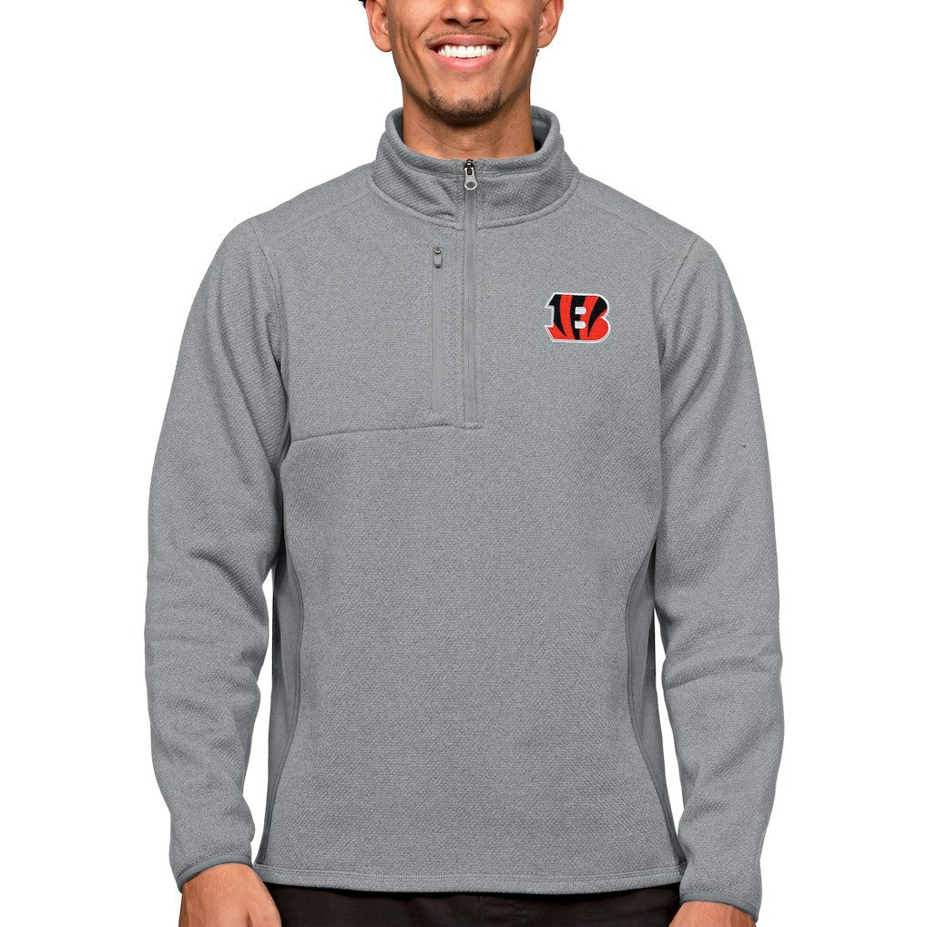Cincinnati Bengals Antigua Course Quarter-Zip Pullover Top Heathered Gray - NFL