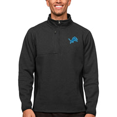 Detroit Lions Antigua Course Quarter-Zip Pullover Top Heathered Black - NFL