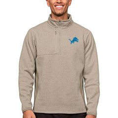 Detroit Lions Antigua Course Quarter-Zip Pullover Top Oatmeal - NFL