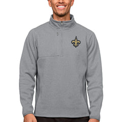 New Orleans Saints Antigua Course Quarter-Zip Pullover Top Heathered Gray - NFL