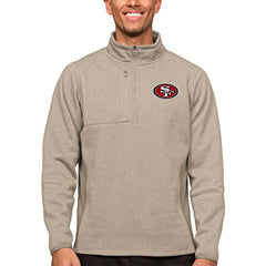 San Francisco 49ers Antigua Course Quarter-Zip Pullover Top Oatmeal - NFL