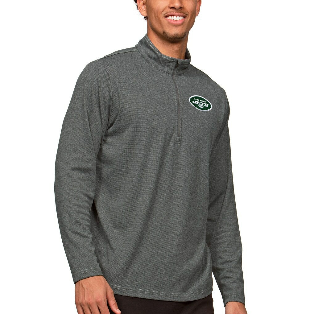 New York Jets Antigua Epic Quarter-Zip Pullover Top Heathered Charcoal - NFL