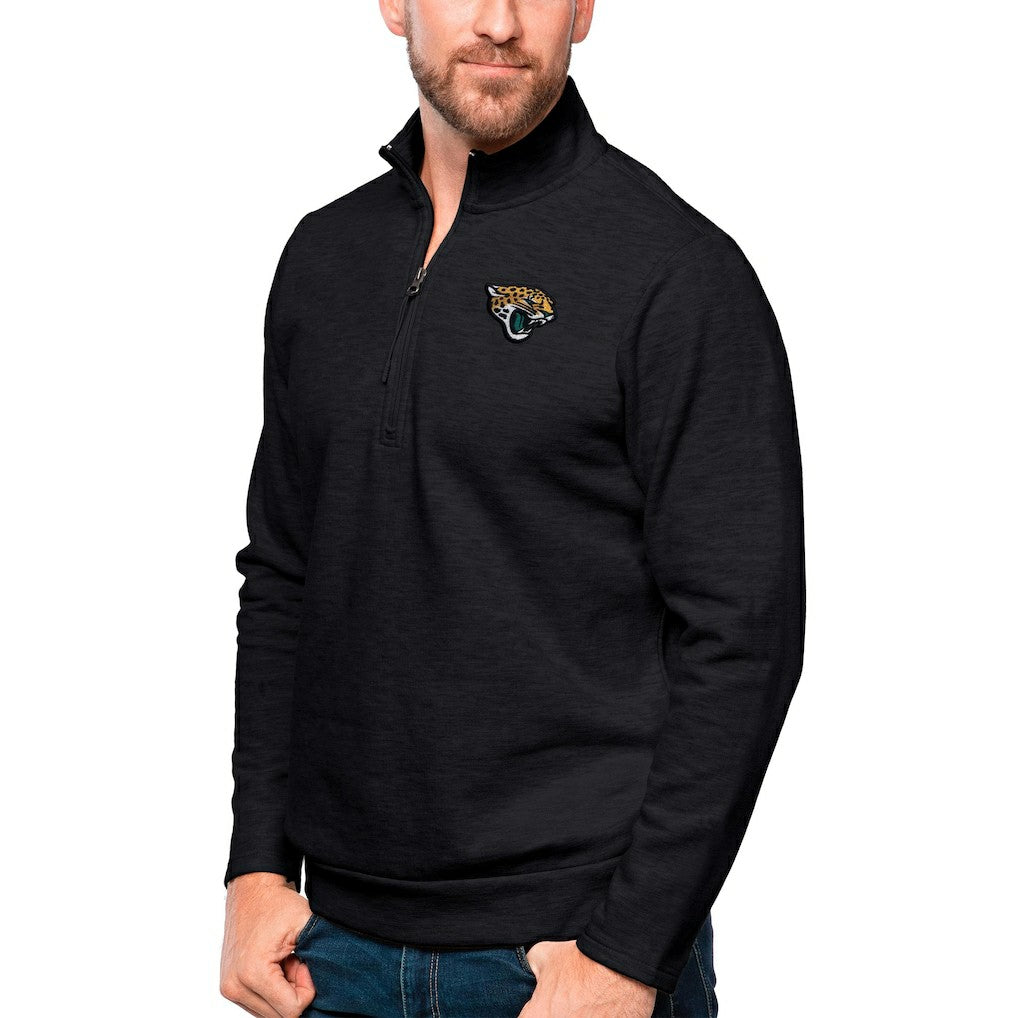 Jacksonville Jaguars Antigua Gambit Quarter-Zip Pullover Top Heathered Black - NFL