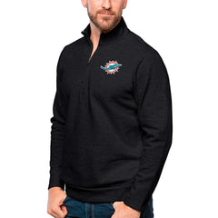 Miami Dolphins Antigua Gambit Quarter-Zip Pullover Top Heathered Black - NFL