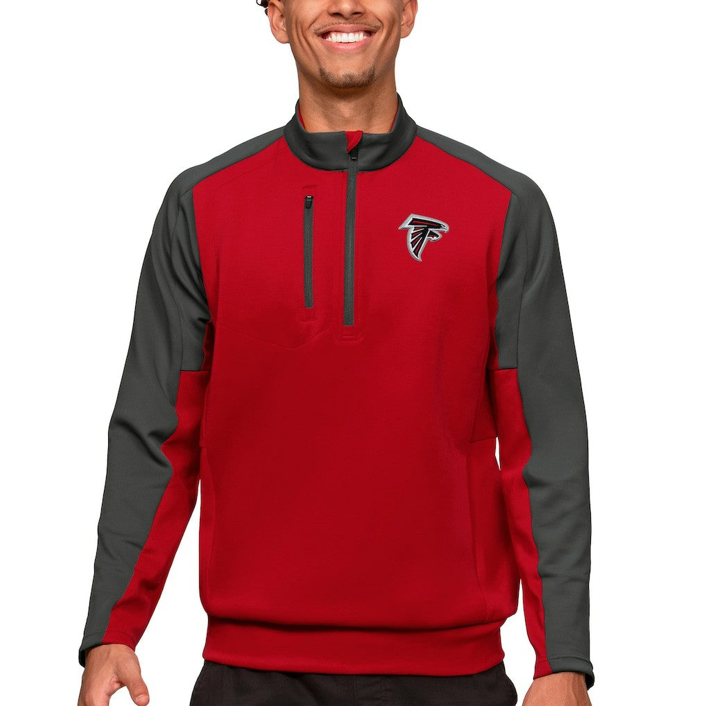 Atlanta Falcons Antigua Team Quarter-Zip Pullover Top Red - NFL