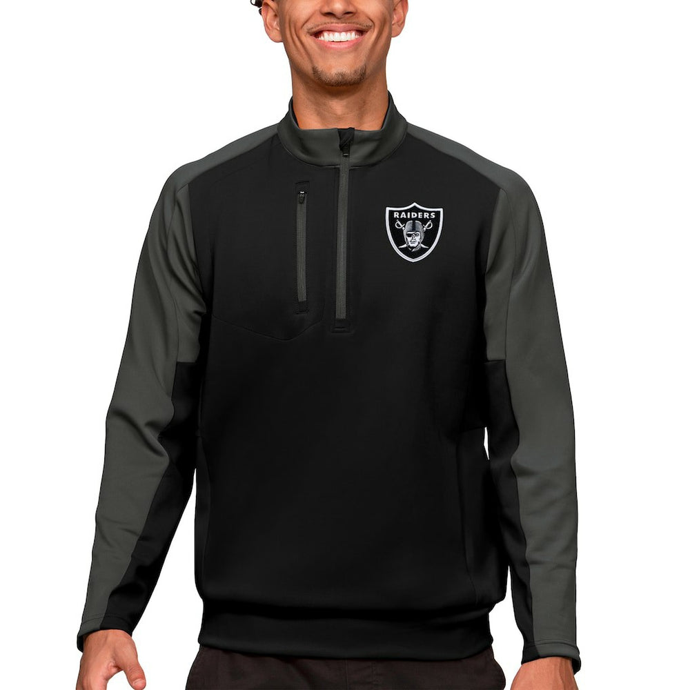 Las Vegas Raiders Antigua Team Quarter-Zip Pullover Top Black - NFL