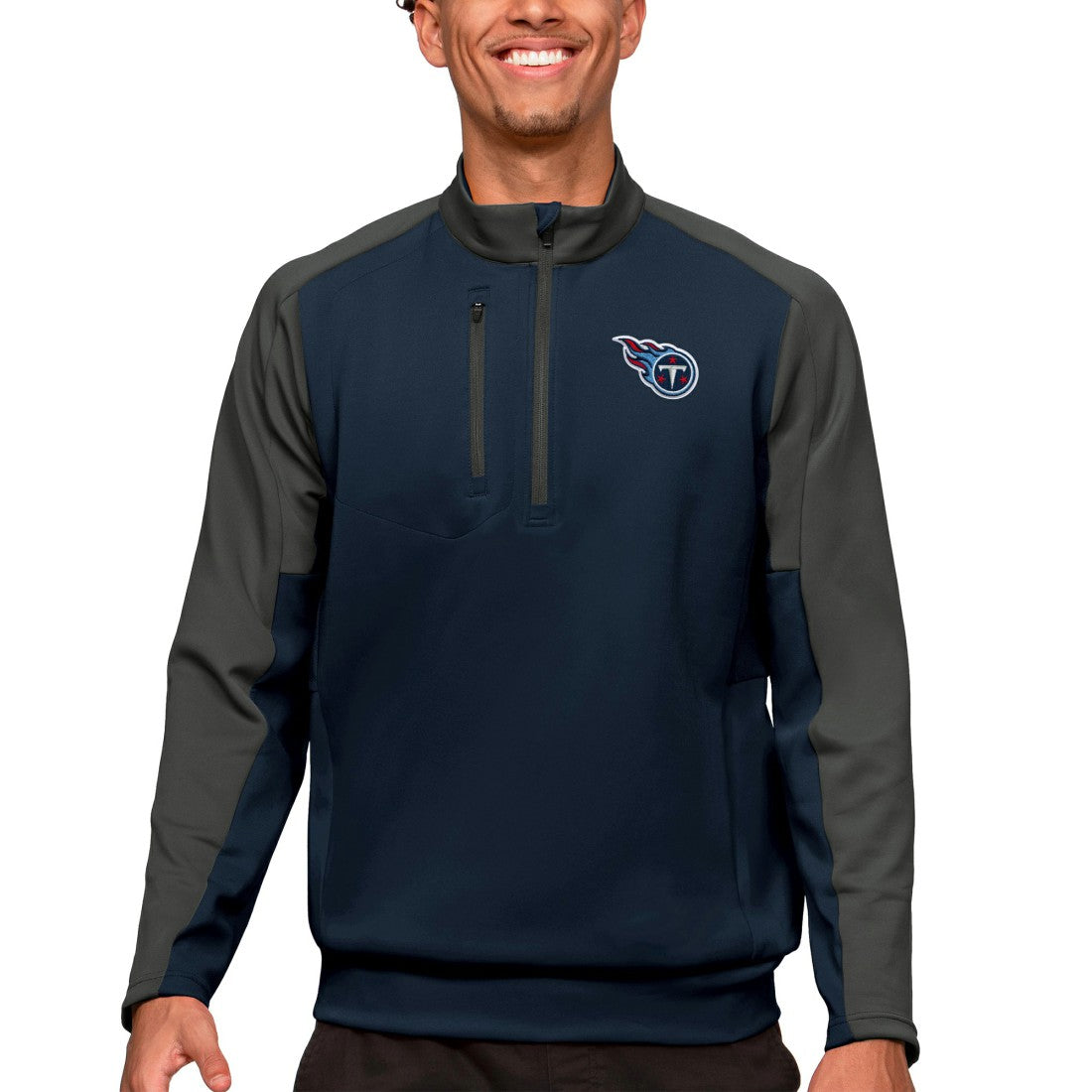 Tennessee Titans Antigua Team Quarter-Zip Pullover Top Navy - NFL