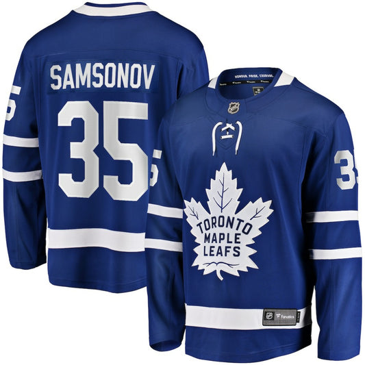 Ilya Samsonov Toronto Maple Leafs Fanatics Home Breakaway Player Jersey - Blue | NHL Jerseys