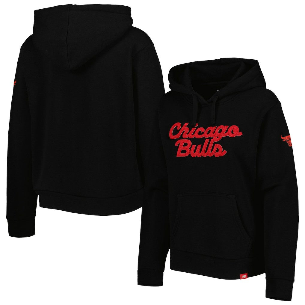 NBA - Chicago Bulls Sportiqe Women's Leona Ava Fleece Tri-Blend Pullover Hoodie - Black