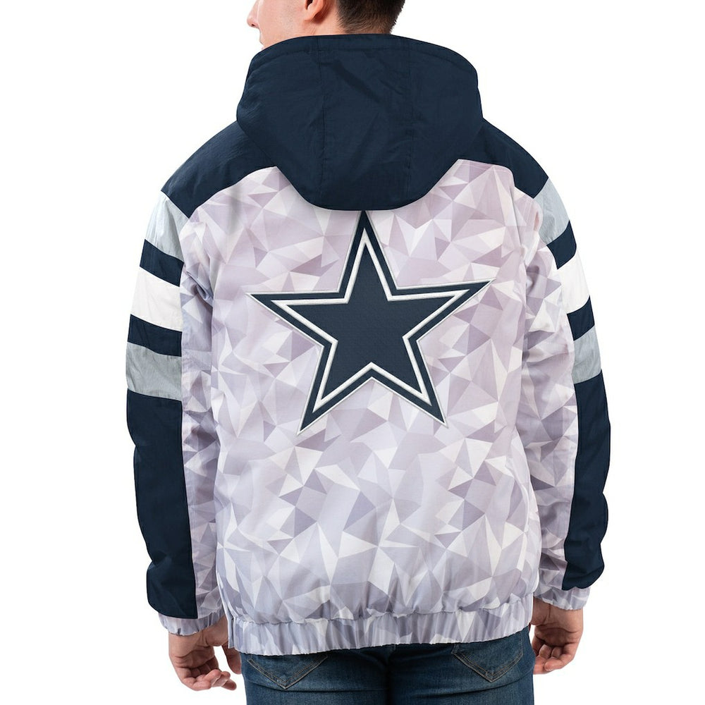 Dallas Cowboys Starter Thursday Night Gridiron Raglan Half-Zip Hooded Jacket White/Navy - NFL