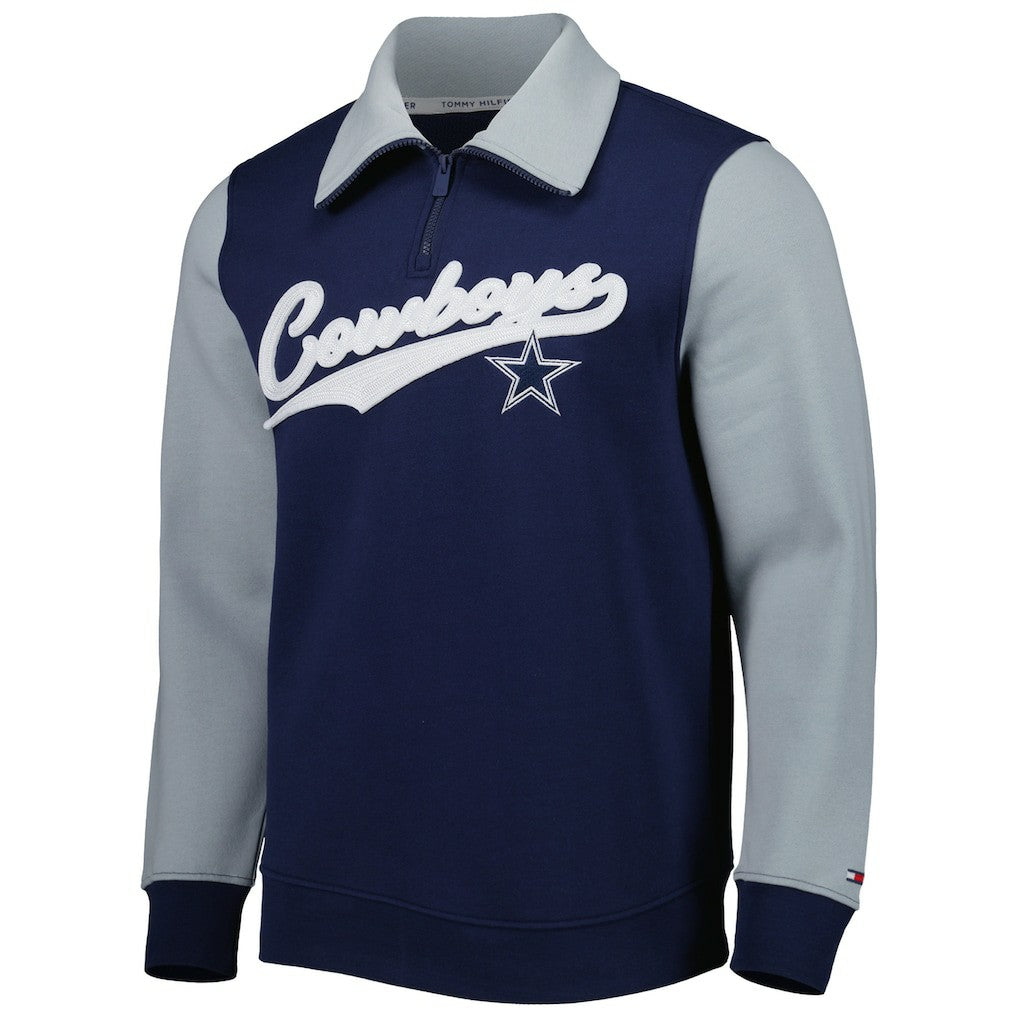 Dallas Cowboys Tommy Hilfiger Aiden Quarter-Zip Sweatshirt Navy/Silver - NFL