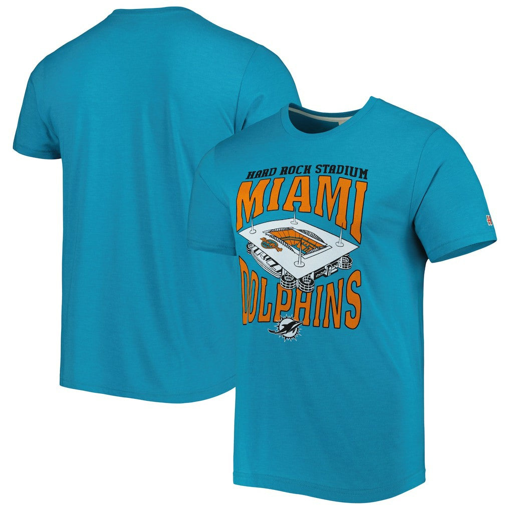 Miami Dolphins Homage Stadium Tri-Blend T-Shirt Aqua - NFL