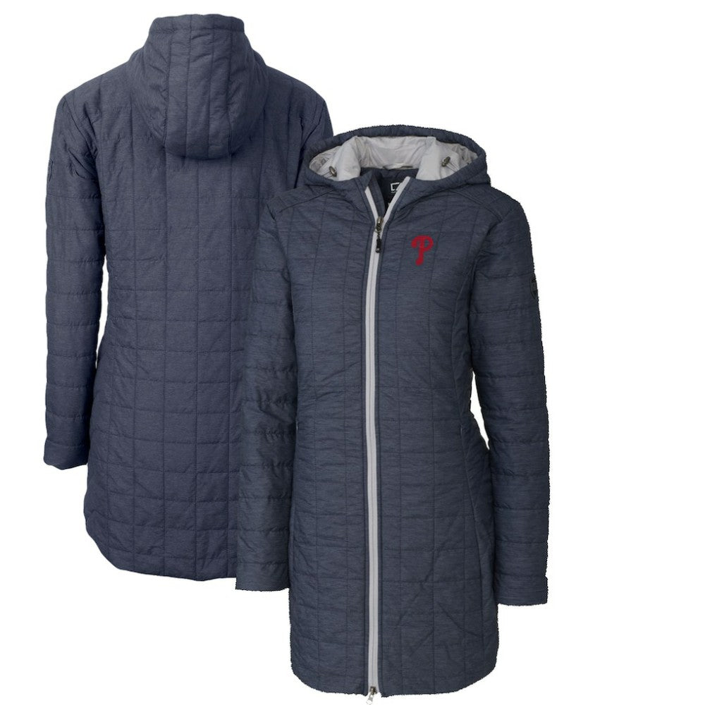 Philadelphia Phillies Cutter & Buck Women's Rainier Primaloft Eco Full-Zip Hoodie Long Coat for sale
