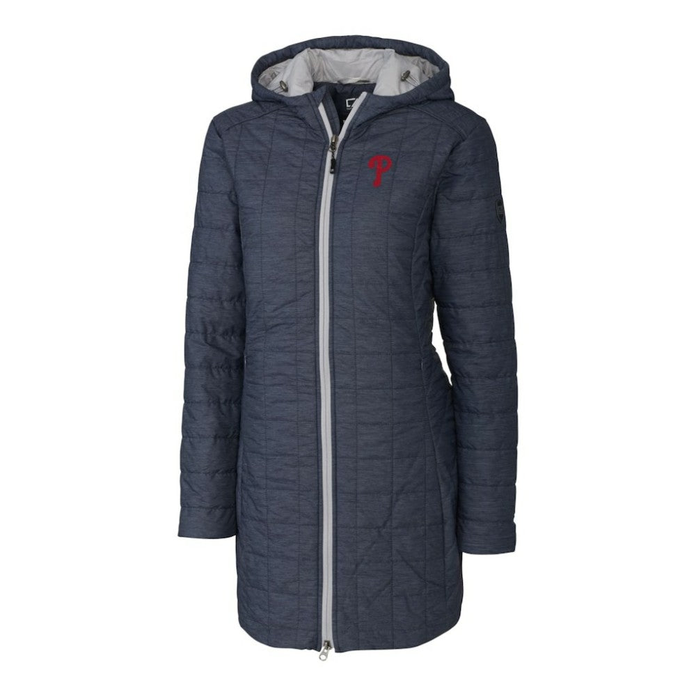 Philadelphia Phillies Cutter & Buck Women's Rainier Primaloft Eco Full-Zip Hoodie Long Coat for sale