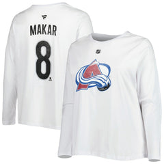 Colorado Avalanche - Profile Women's Plus Size Distressed Printed Name & Number Long Sleeve T-Shirt White