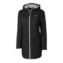 Buffalo Bills Cutter & Buck Women's Rainier Primaloft Eco Hooded Long Lightweight Coat Black - NFL