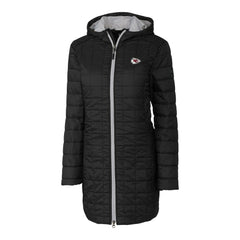 Kansas City Chiefs Cutter & Buck Women's Rainier Primaloft Eco Hooded Long Lightweight Coat Black - NFL