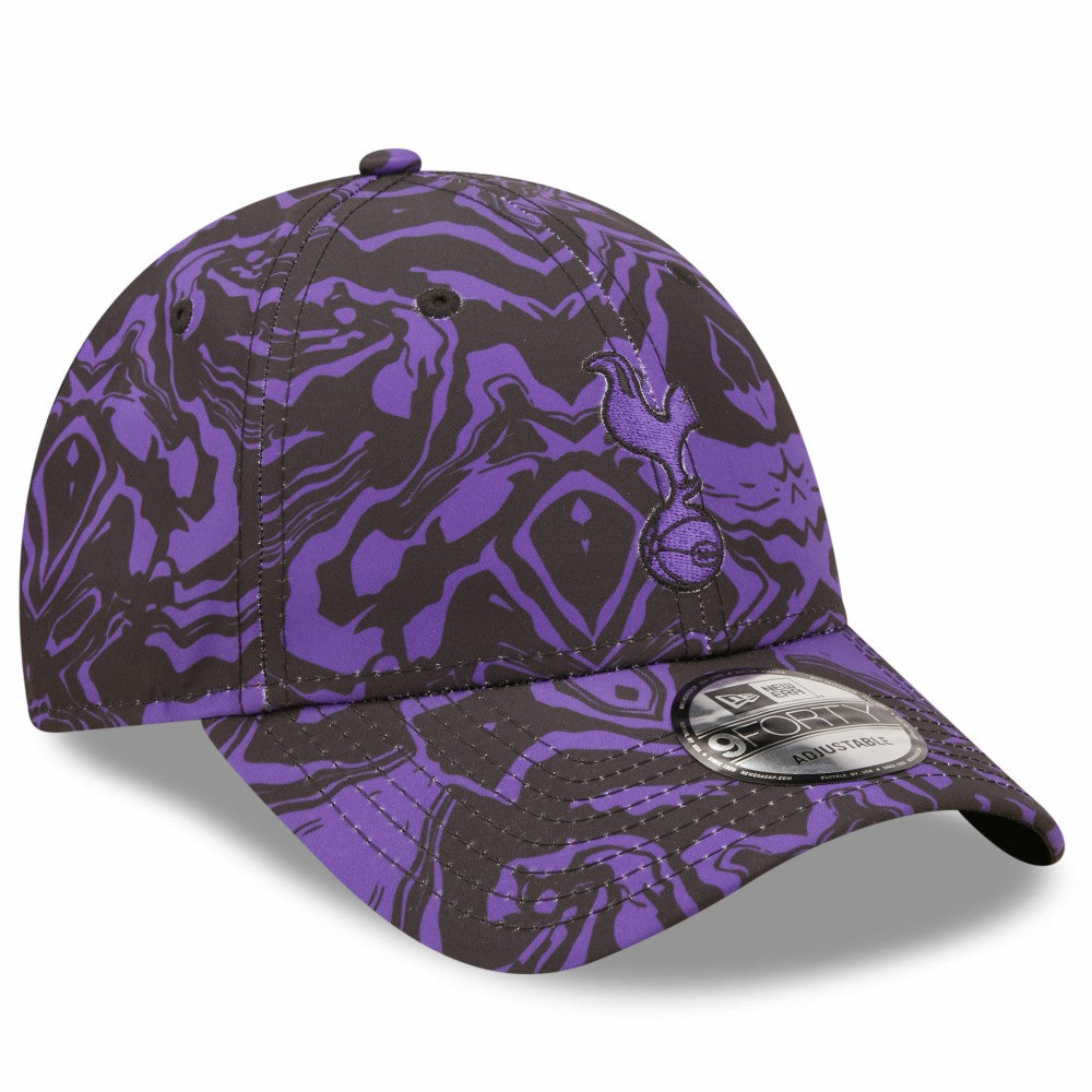 New Era Tottenham Hotspur New Era Allover Print 9FORTY Adjustable Hat - Black/Purple