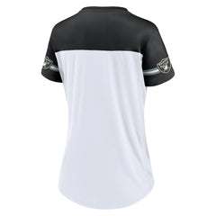Las Vegas Raiders Women's Dueling Slant V-Neck Lace-Up T-Shirt White - Fanatics