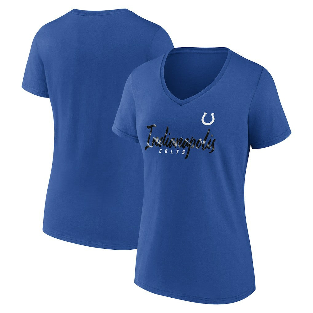 Indianapolis Colts Women's Shine Time V-Neck T-Shirt Royal - Fanatics
