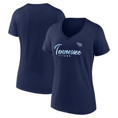 Tennessee Titans Women's Shine Time V-Neck T-Shirt Navy - Fanatics