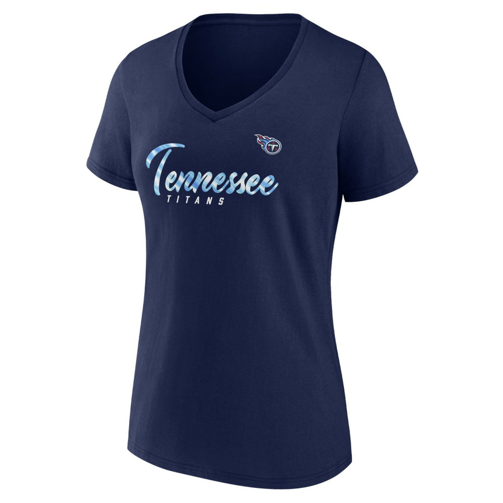 Tennessee Titans Women's Shine Time V-Neck T-Shirt Navy - Fanatics