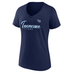 Tennessee Titans Women's Shine Time V-Neck T-Shirt Navy - Fanatics