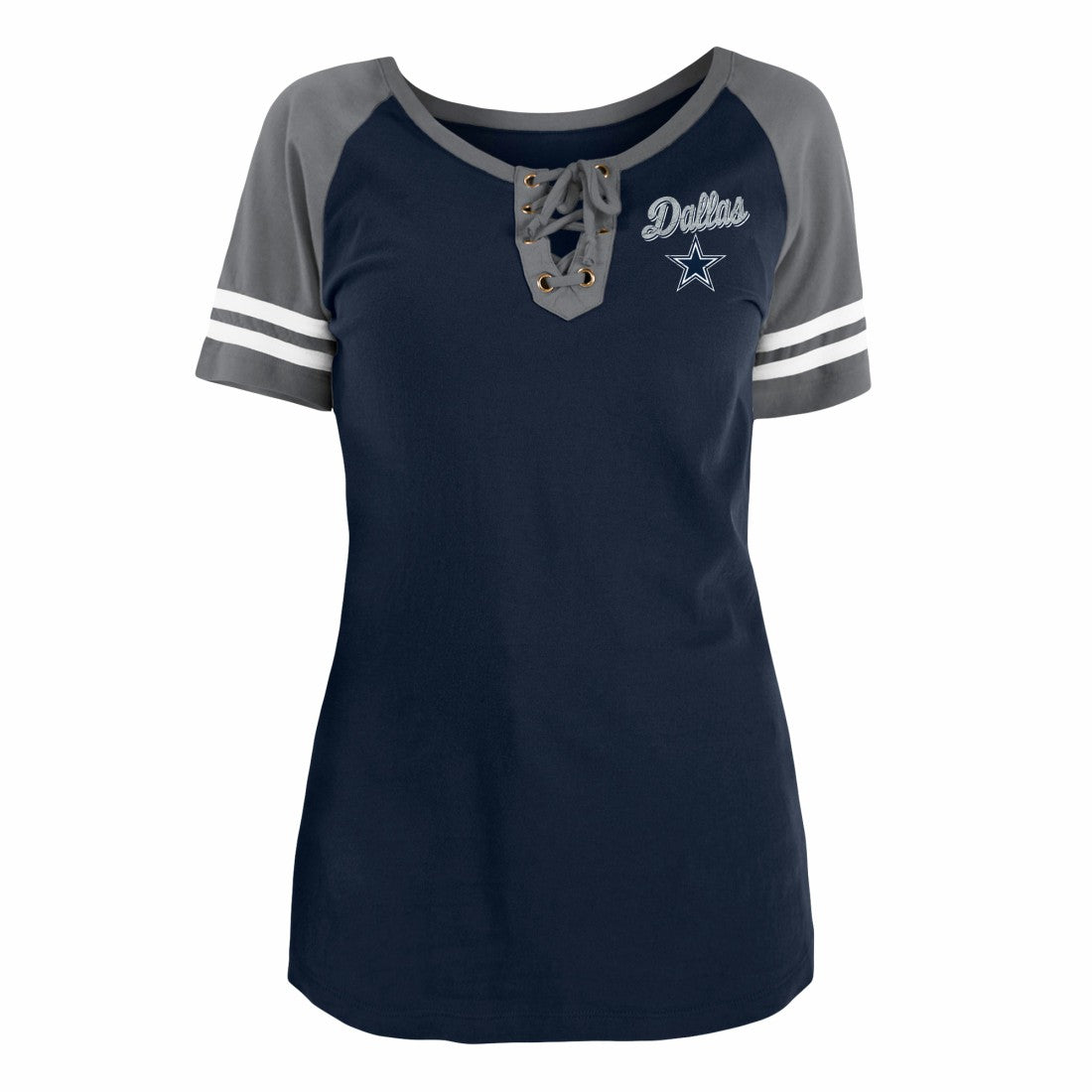 Dallas Cowboys New Era Women's Team Logo Lace-Up Raglan T-Shirt Navy - NFL