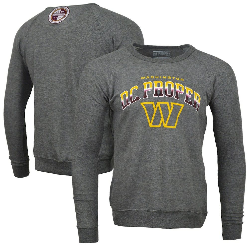 Washington Commanders DC PROPER Signature Raglan Vintage Pullover Sweatshirt Heather Gray - NFL