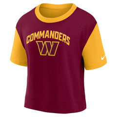 Washington Commanders Women's High Hip Fashion T-Shirt Gold/Burgundy - Nike