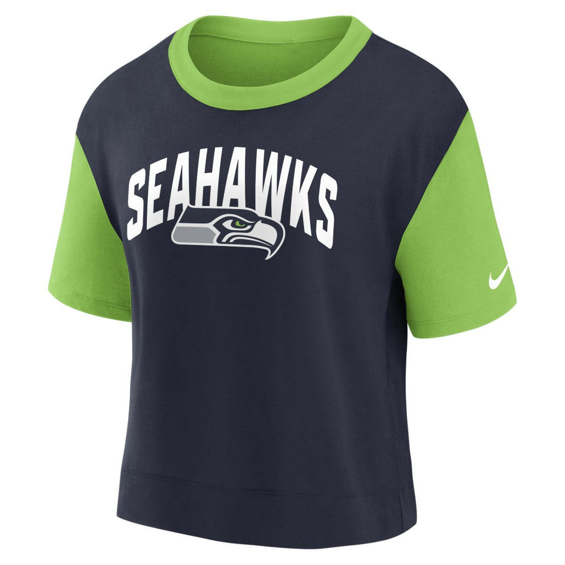 Seattle Seahawks Women's High Hip Fashion T-Shirt Neon Green/College Navy - Nike