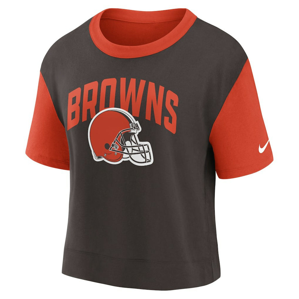 Cleveland Browns Women's High Hip Fashion T-Shirt Orange/Brown - Nike