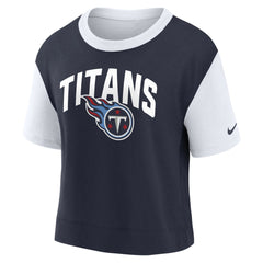 Tennessee Titans Women's High Hip Fashion T-Shirt White/Navy - Nike