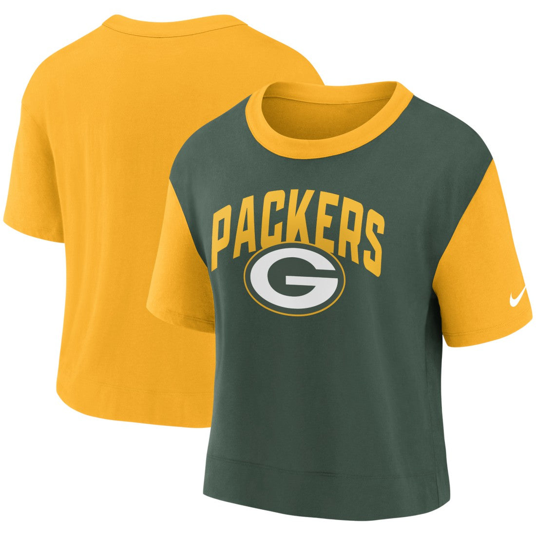 Green Bay Packers Women's High Hip Fashion T-Shirt Gold/Green - Nike