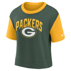 Green Bay Packers Women's High Hip Fashion T-Shirt Gold/Green - Nike