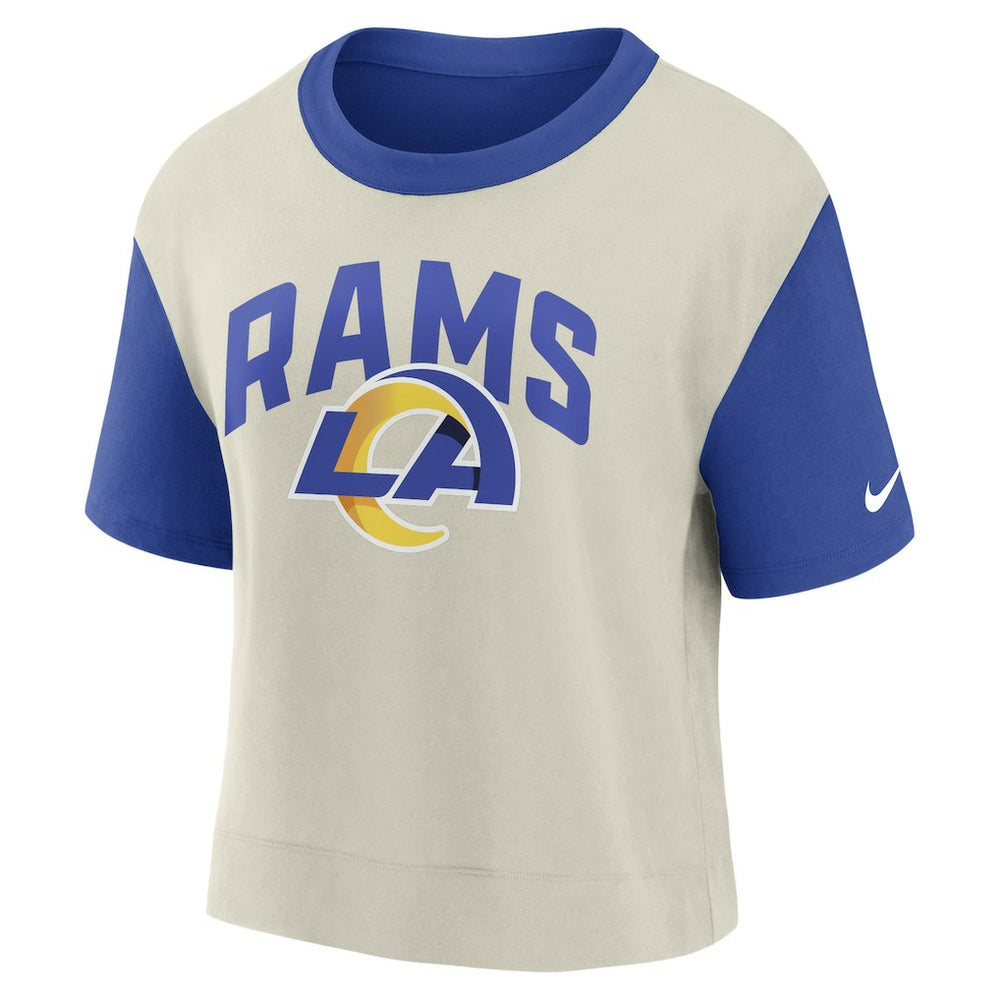 Los Angeles Rams Women's High Hip Fashion T-Shirt Royal/Bone - Nike