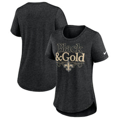 New Orleans Saints Women's Local Fashion Tri-Blend T-Shirt Heather Black - Nike