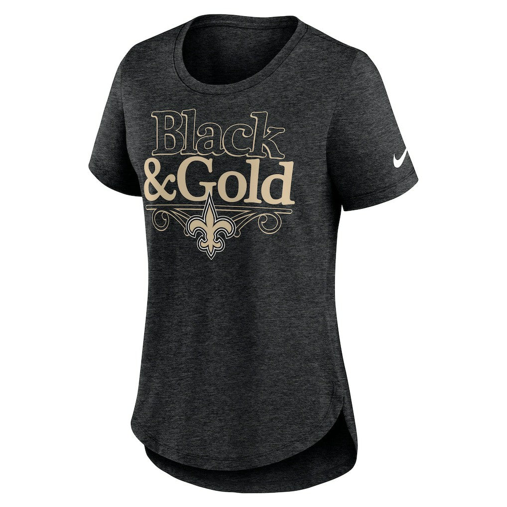 New Orleans Saints Women's Local Fashion Tri-Blend T-Shirt Heather Black - Nike
