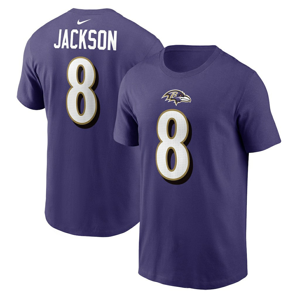 Lamar Jackson Baltimore Ravens Player Name & Number T-Shirt Purple - Nike