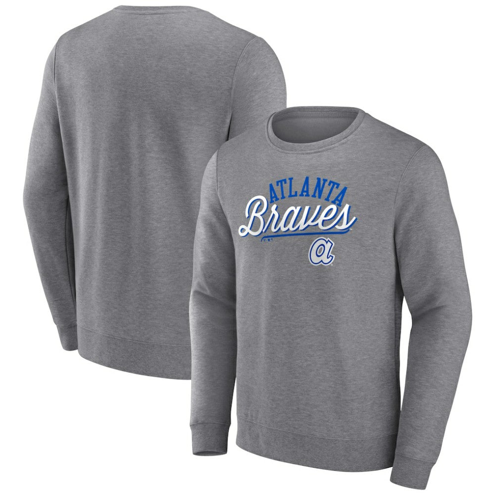 Atlanta Braves Heather Gray Fanatics Simplicity Pullover Sweatshirt Clearance