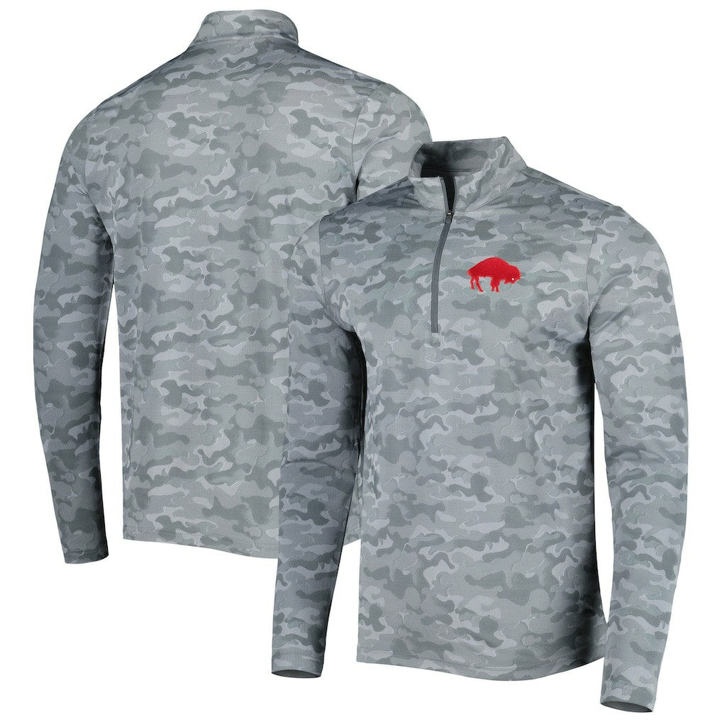 Buffalo Bills Antigua Brigade Throwback Quarter-Zip Top Gray - NFL