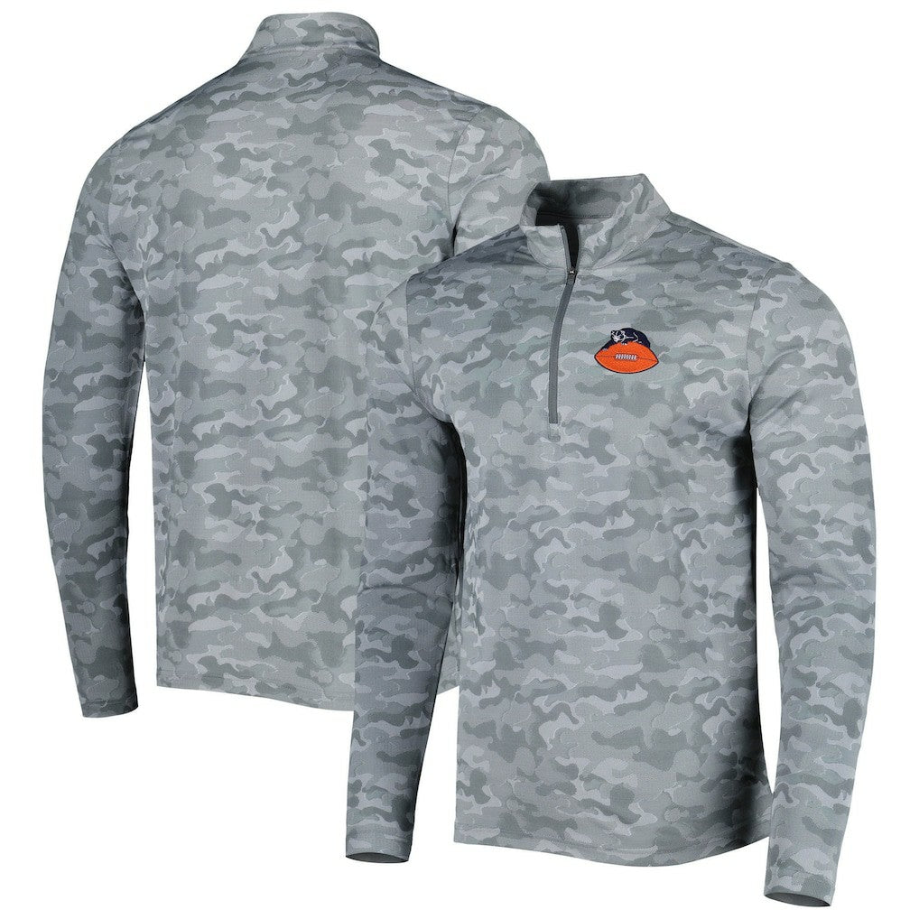 Chicago Bears Antigua Brigade Throwback Quarter-Zip Top Gray - NFL