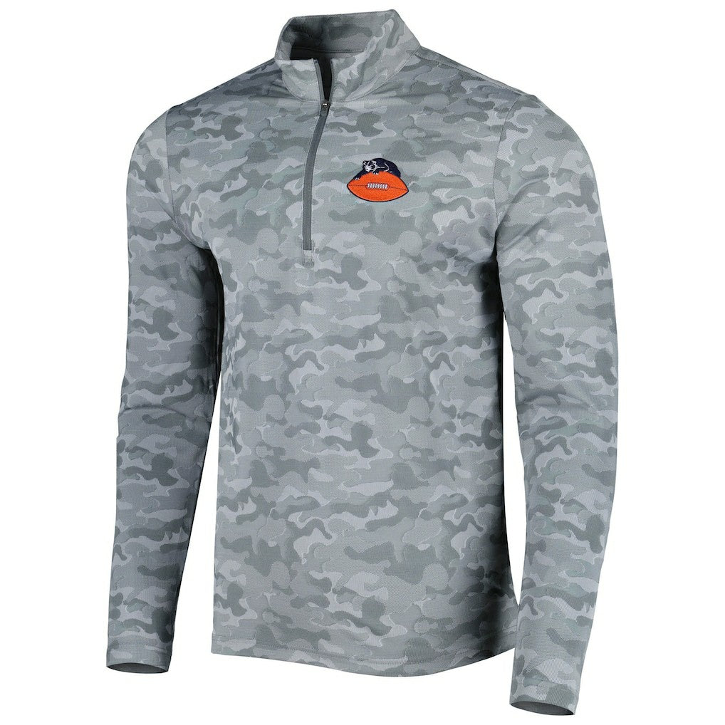 Chicago Bears Antigua Brigade Throwback Quarter-Zip Top Gray - NFL