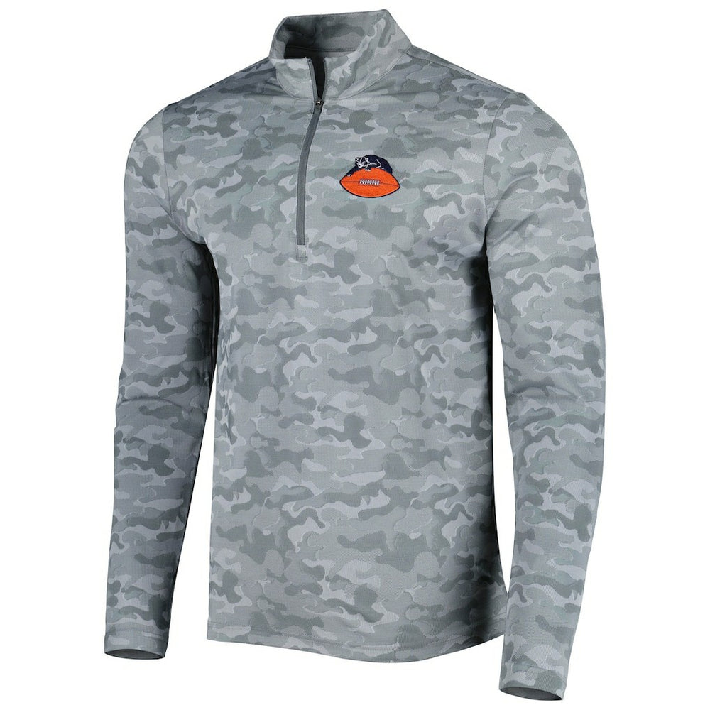 Chicago Bears Antigua Brigade Throwback Quarter-Zip Top Gray - NFL