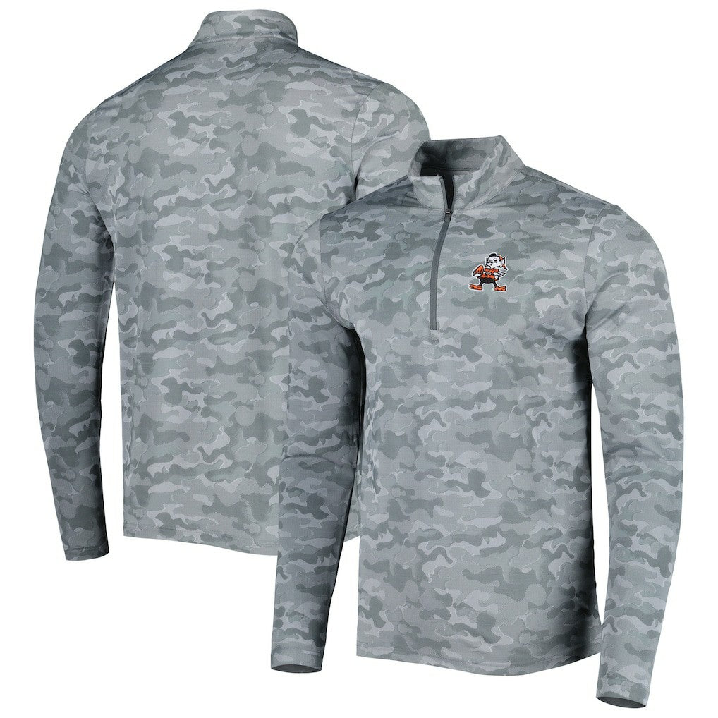 Cleveland Browns Antigua Brigade Throwback Quarter-Zip Top Gray - NFL