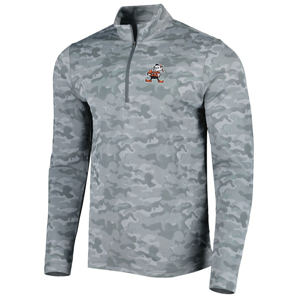 Cleveland Browns Antigua Brigade Throwback Quarter-Zip Top Gray - NFL
