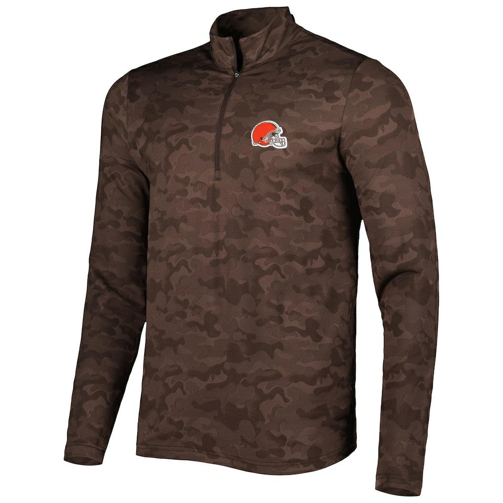 Cleveland Browns Antigua Brigade Quarter-Zip Sweatshirt Brown - NFL